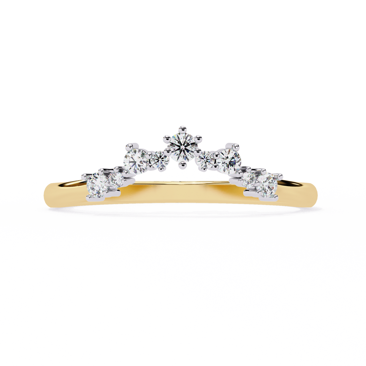 Reverra 14K Diamond Tiara Contour Ring Elegant Chevron Engagement Rings, CTTW-0.25