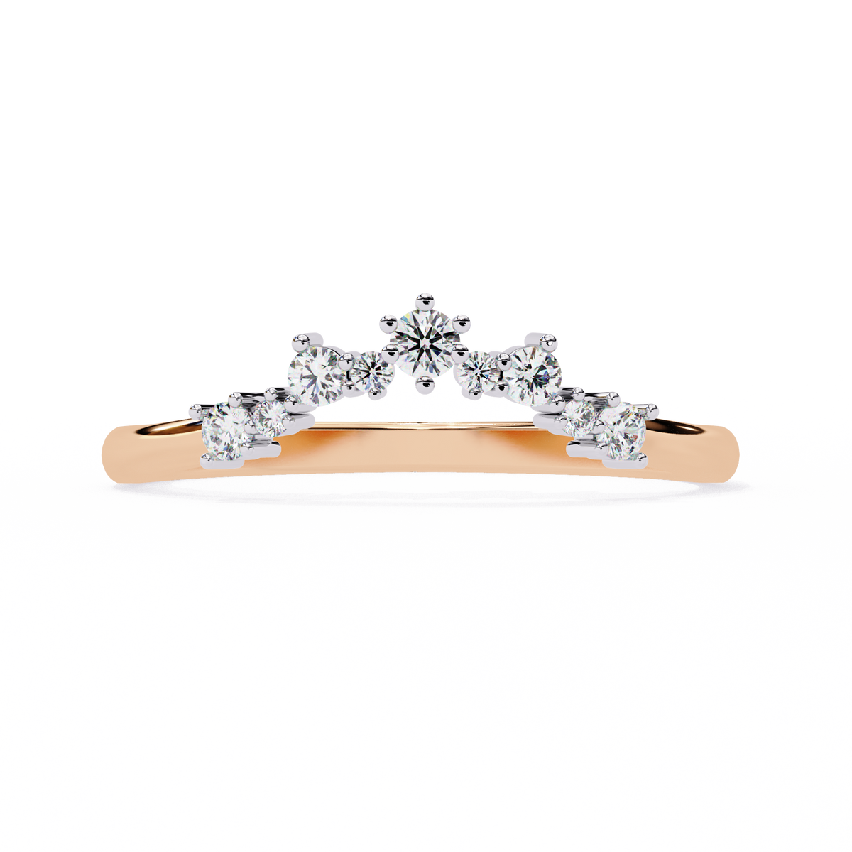 Reverra 14K Diamond Tiara Contour Ring Elegant Chevron Engagement Rings, CTTW-0.25