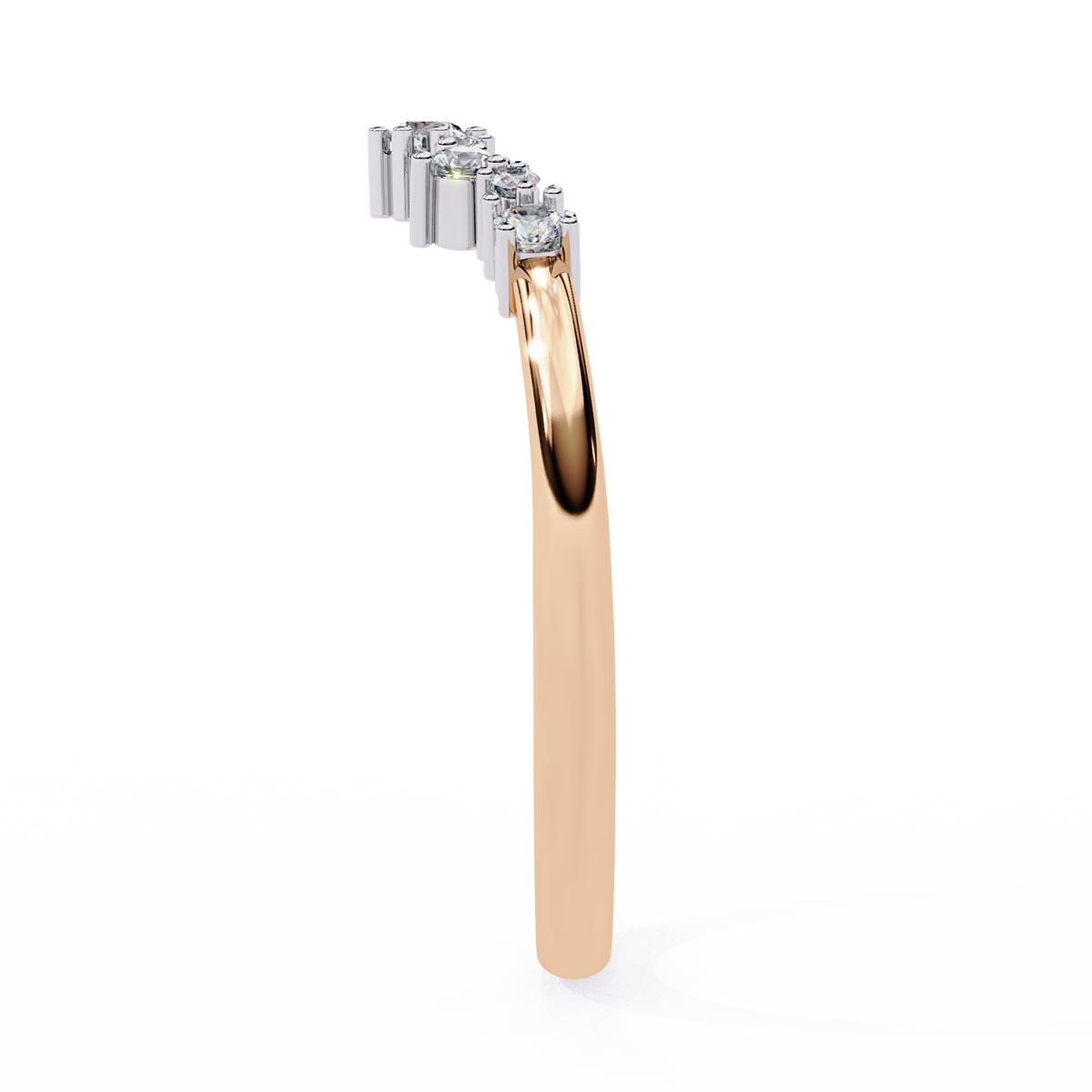 Reverra 14K Diamond Tiara Contour Ring Elegant Chevron Engagement Rings, CTTW-0.25