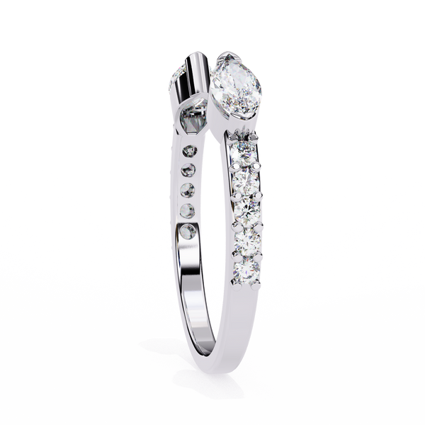 Reverra 14K Gold Marquise & Round Lab Grown Diamond Modern Bypass Engagement Ring for Women, CTTW-0.46