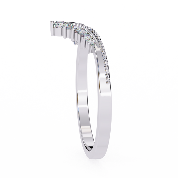 Reverra 14K Gold Round Lab Grown Diamond Chevron Tiara Engagement Ring for Women, CTTW-0.147