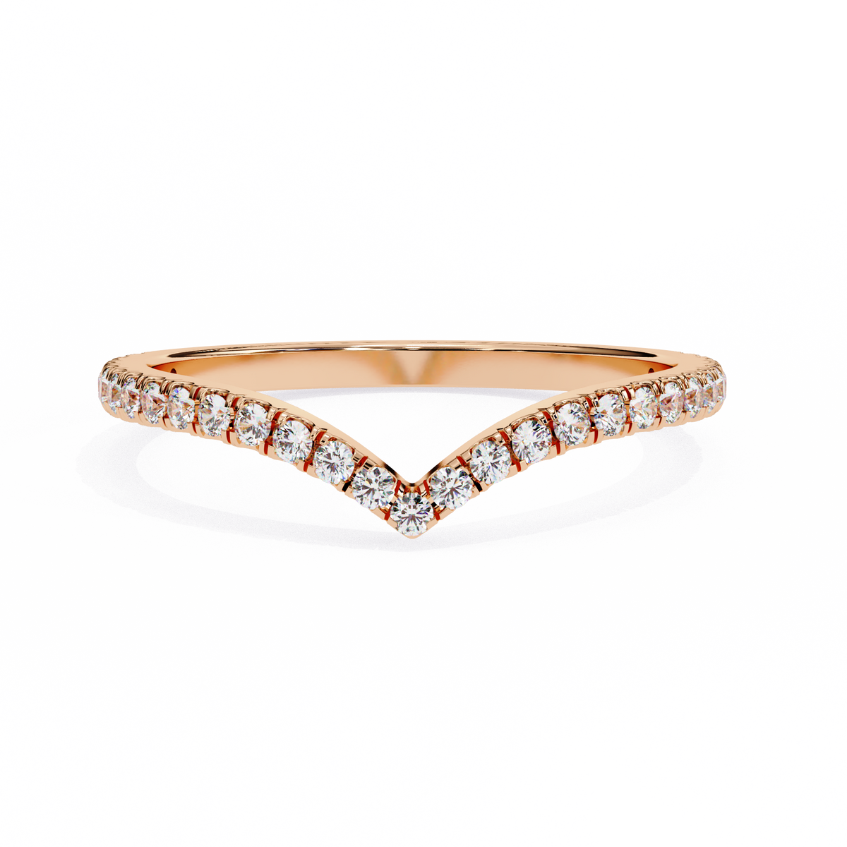 Reverra 14K Diamond Chevron Ring, Elegant V-Shaped Contour Band, CTTW-0.24