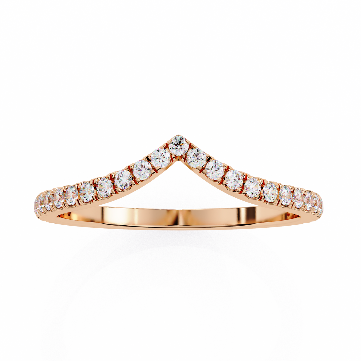 Reverra 14K Diamond Chevron Ring, Elegant V-Shaped Contour Band, CTTW-0.24