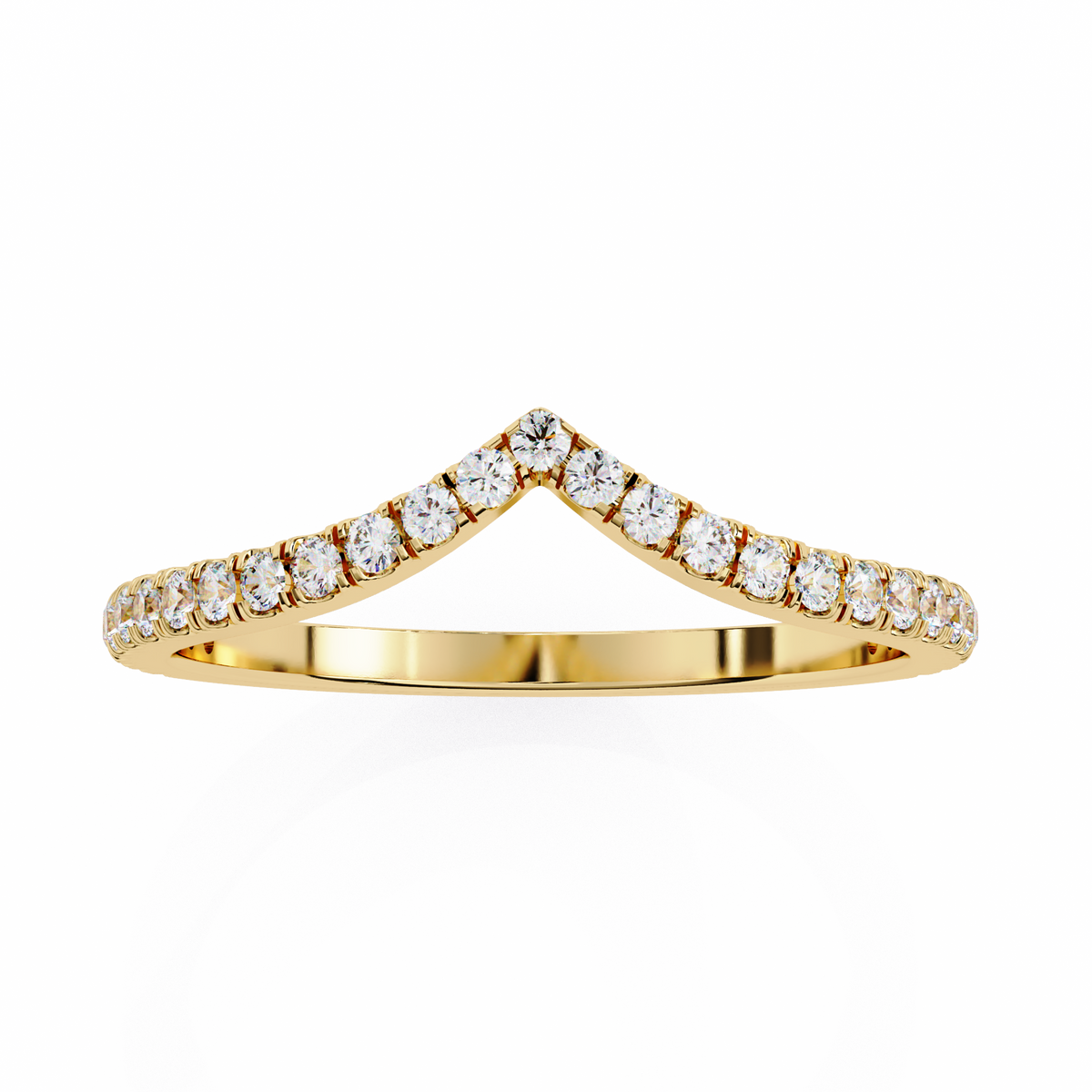 Reverra 14K Diamond Chevron Ring, Elegant V-Shaped Contour Band, CTTW-0.24