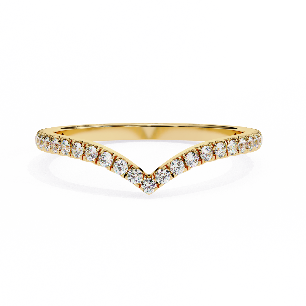 Reverra 14K Diamond Chevron Ring, Elegant V-Shaped Contour Band, CTTW-0.24