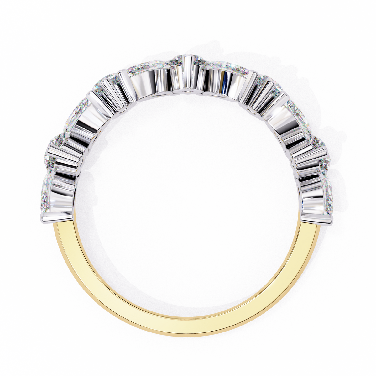 Reverra 14K Marquise & Round Diamond Band, Graceful Alternating Sparkle, CTTW-0.9