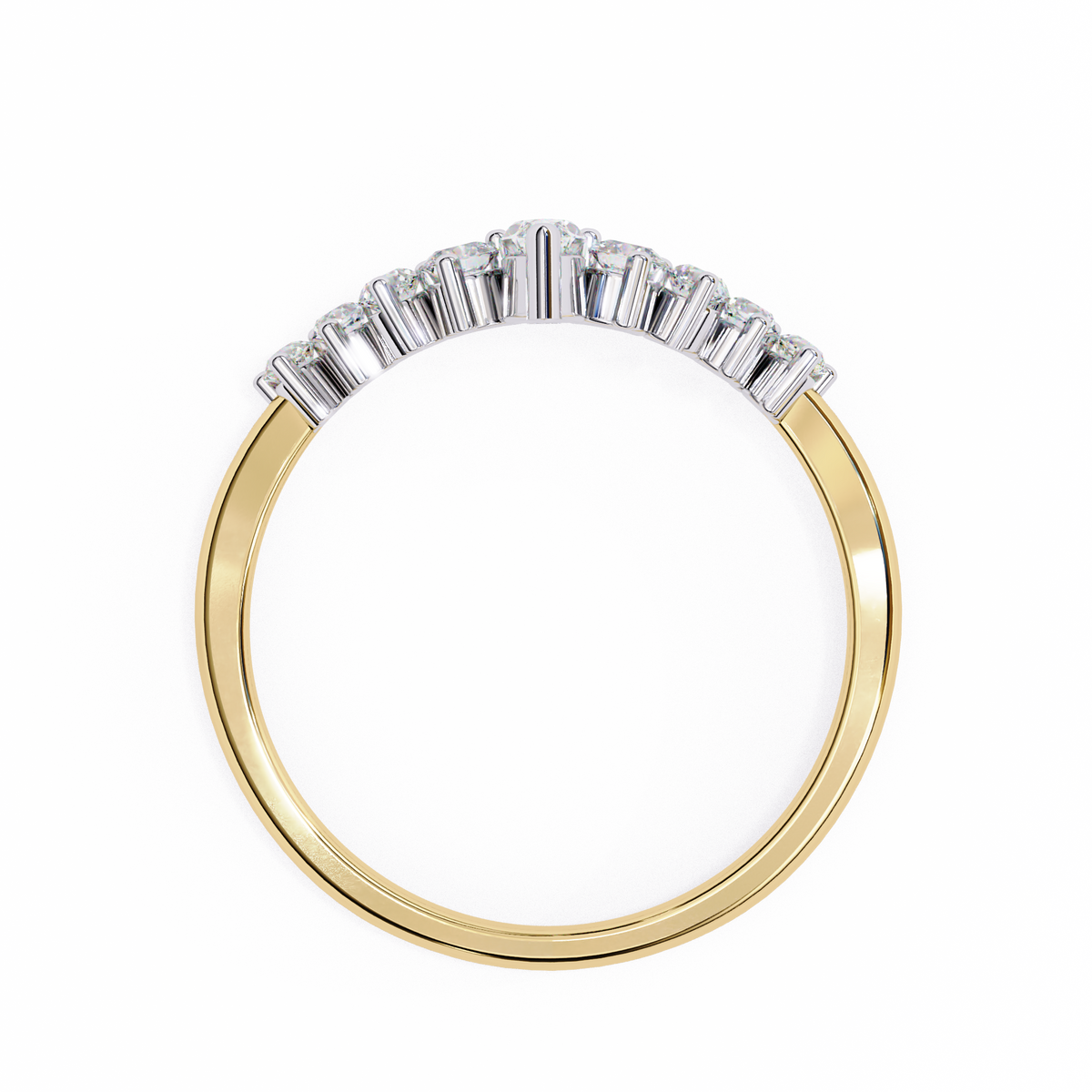 Reverra 14K Marquise Diamond Tiara Band, Regal Elegance with Round Accents, CTTW-0.26