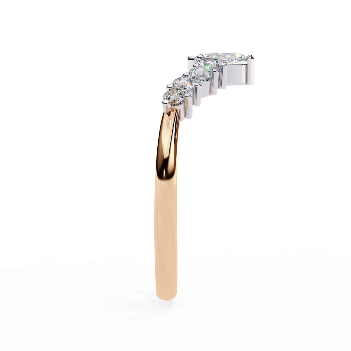 Reverra 14K Marquise Diamond Tiara Band, Regal Elegance with Round Accents, CTTW-0.26