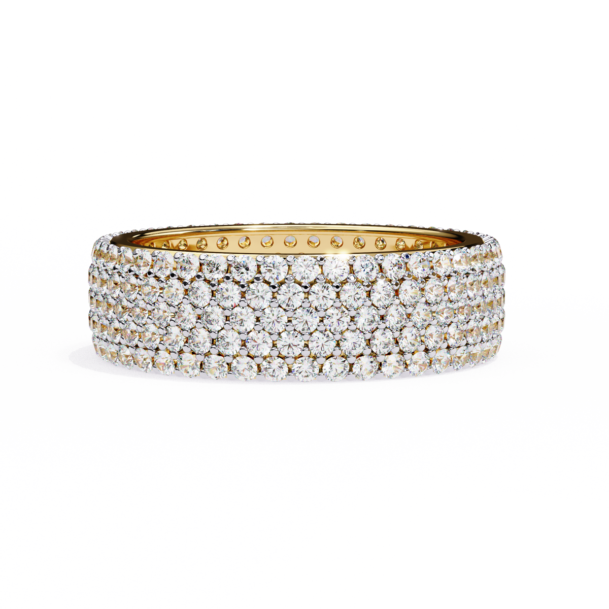 Reverra 14K Diamond Pave Eternity Band, Triple Row Radiant Brilliance, CTTW-1.81