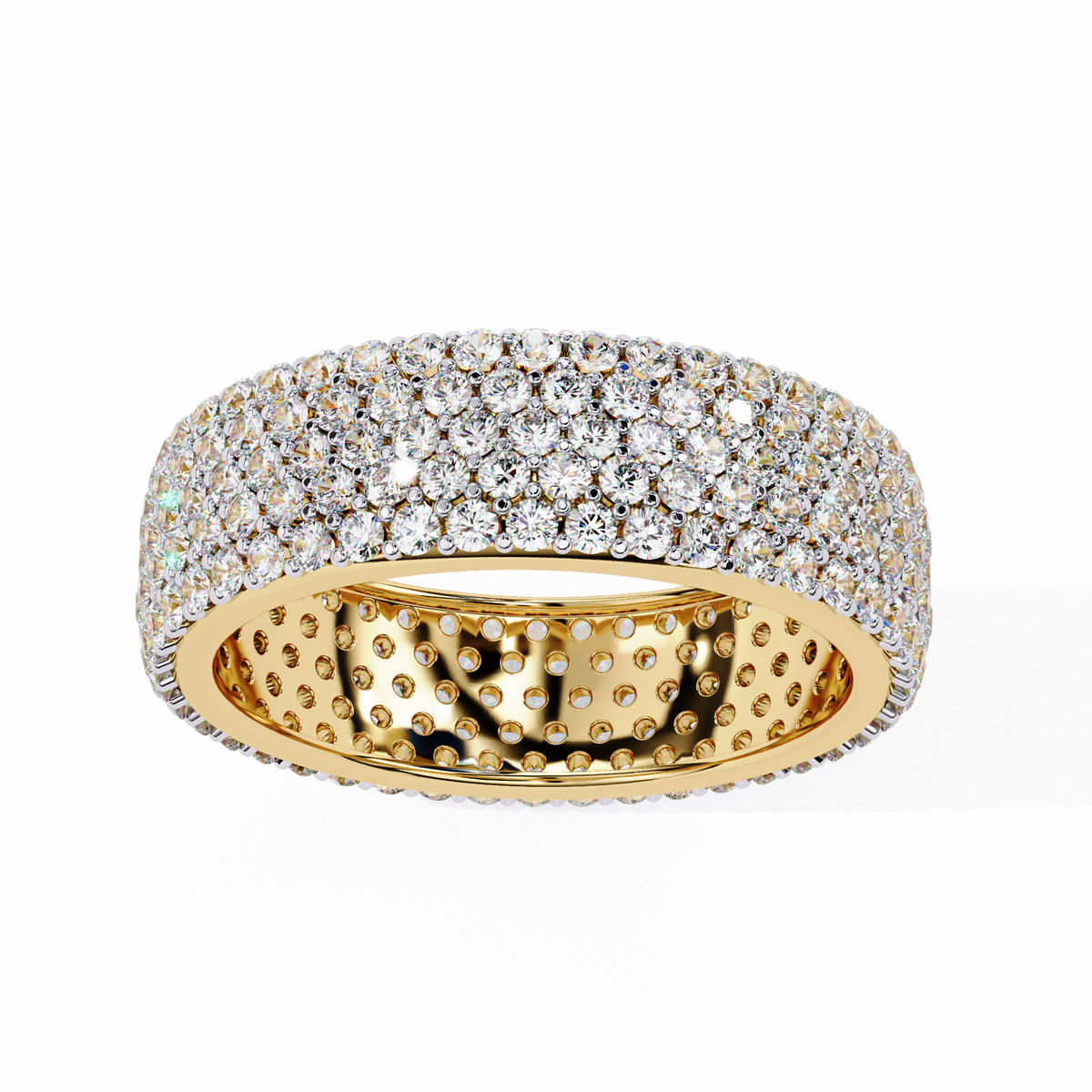 Reverra 14K Diamond Pave Eternity Band, Triple Row Radiant Brilliance, CTTW-1.81