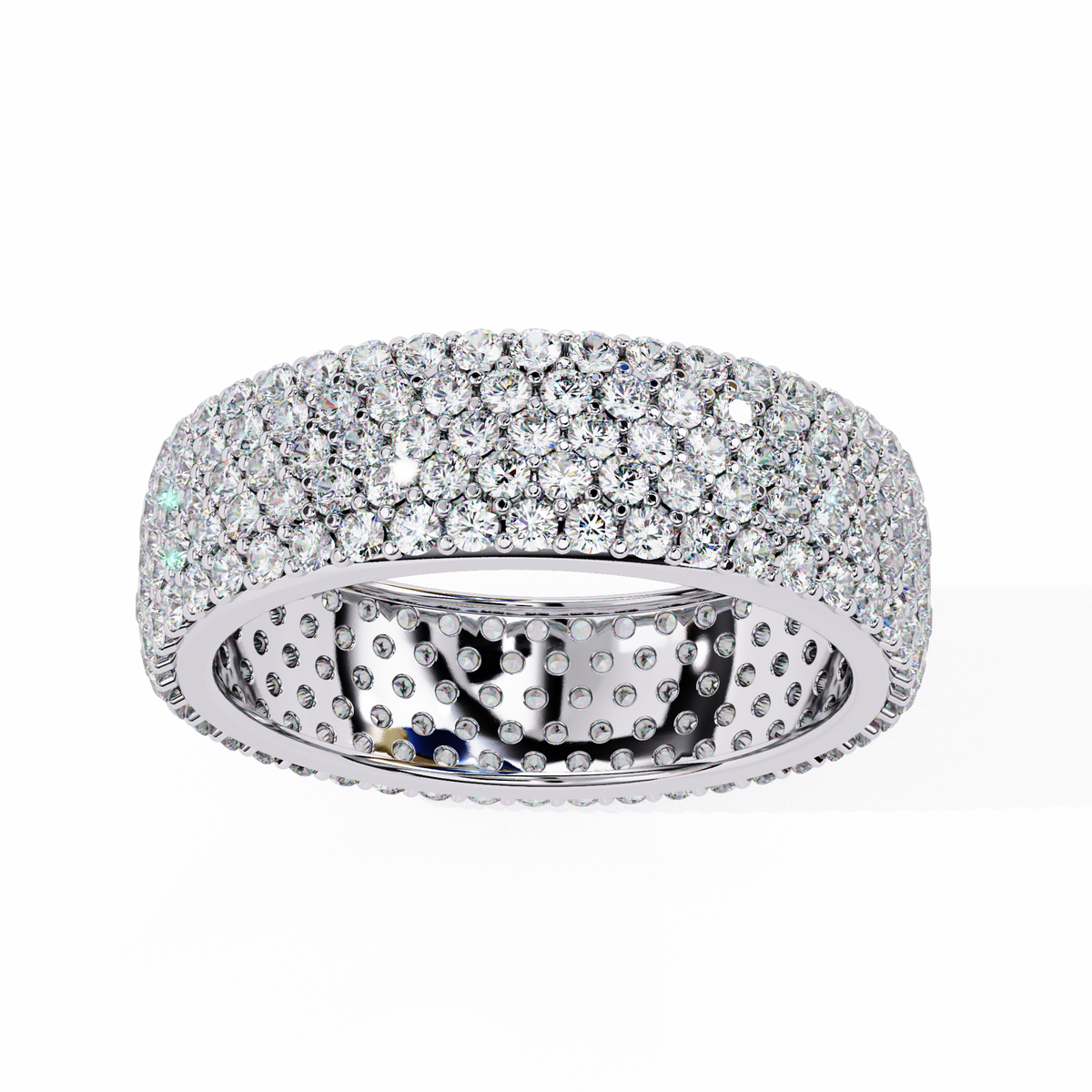 Reverra 14K Diamond Pave Eternity Band, Triple Row Radiant Brilliance, CTTW-1.81