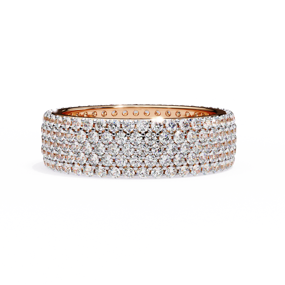 Reverra 14K Diamond Pave Eternity Band, Triple Row Radiant Brilliance, CTTW-1.81