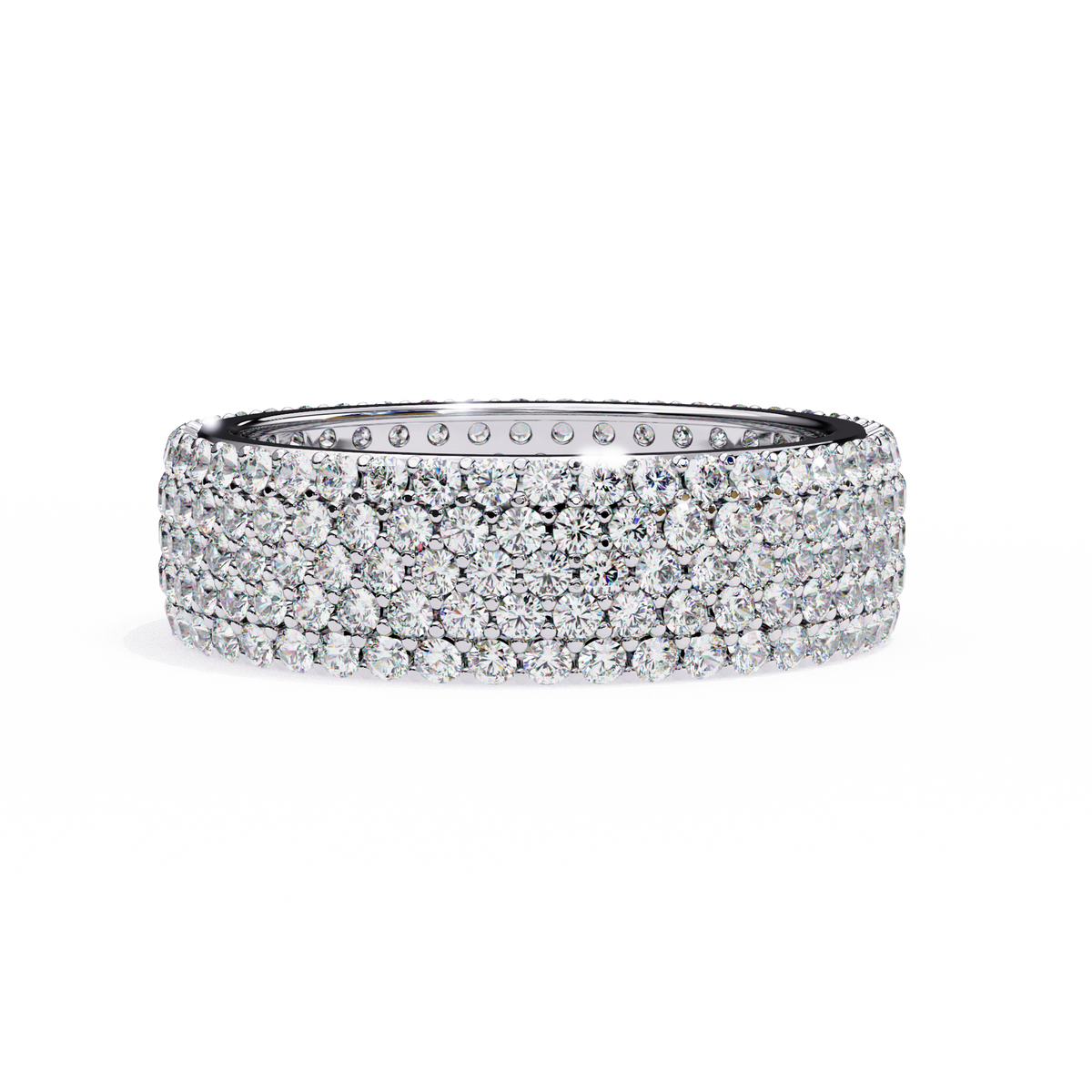 Reverra 14K Diamond Pave Eternity Band, Triple Row Radiant Brilliance, CTTW-1.81