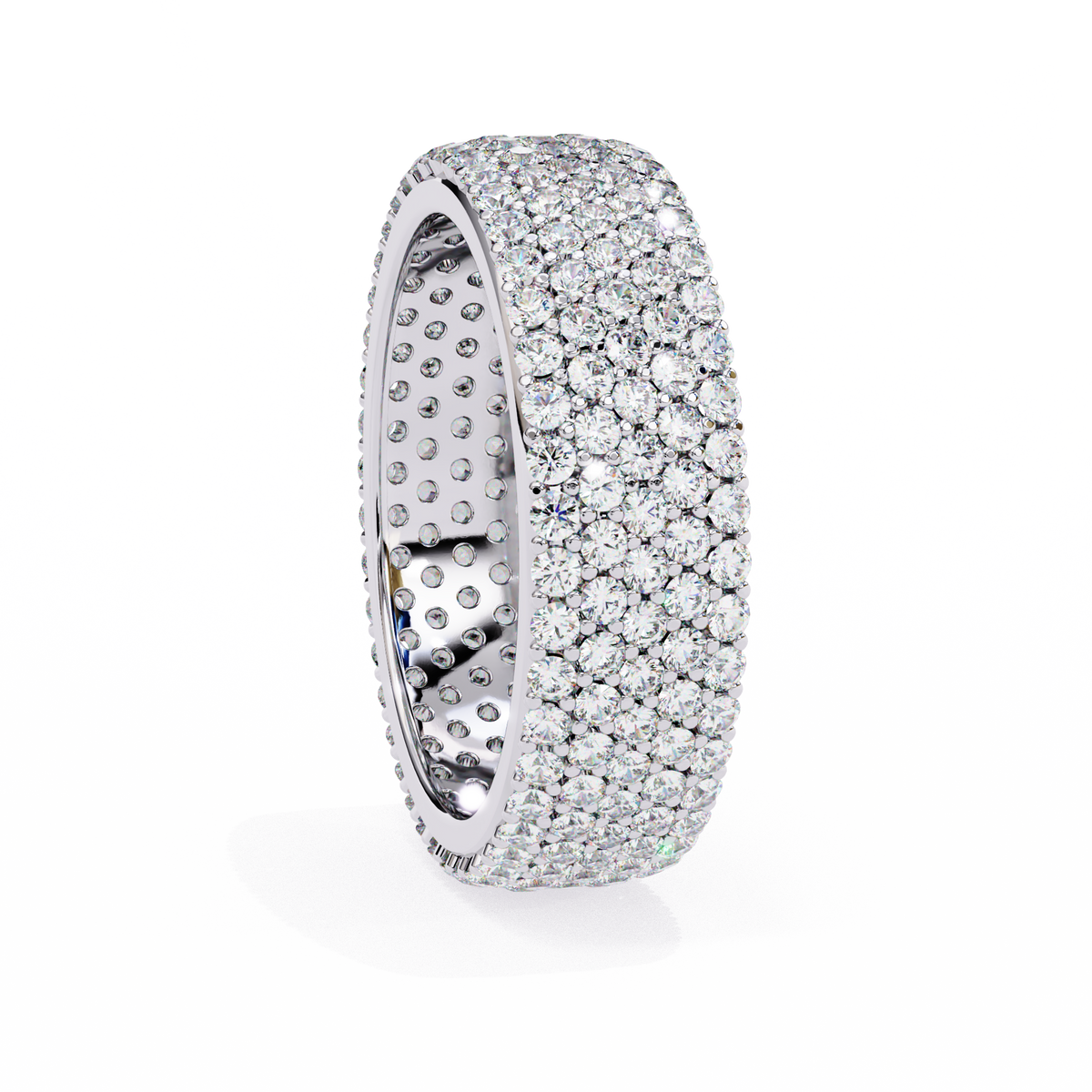 Reverra 14K Diamond Pave Eternity Band, Triple Row Radiant Brilliance, CTTW-1.81