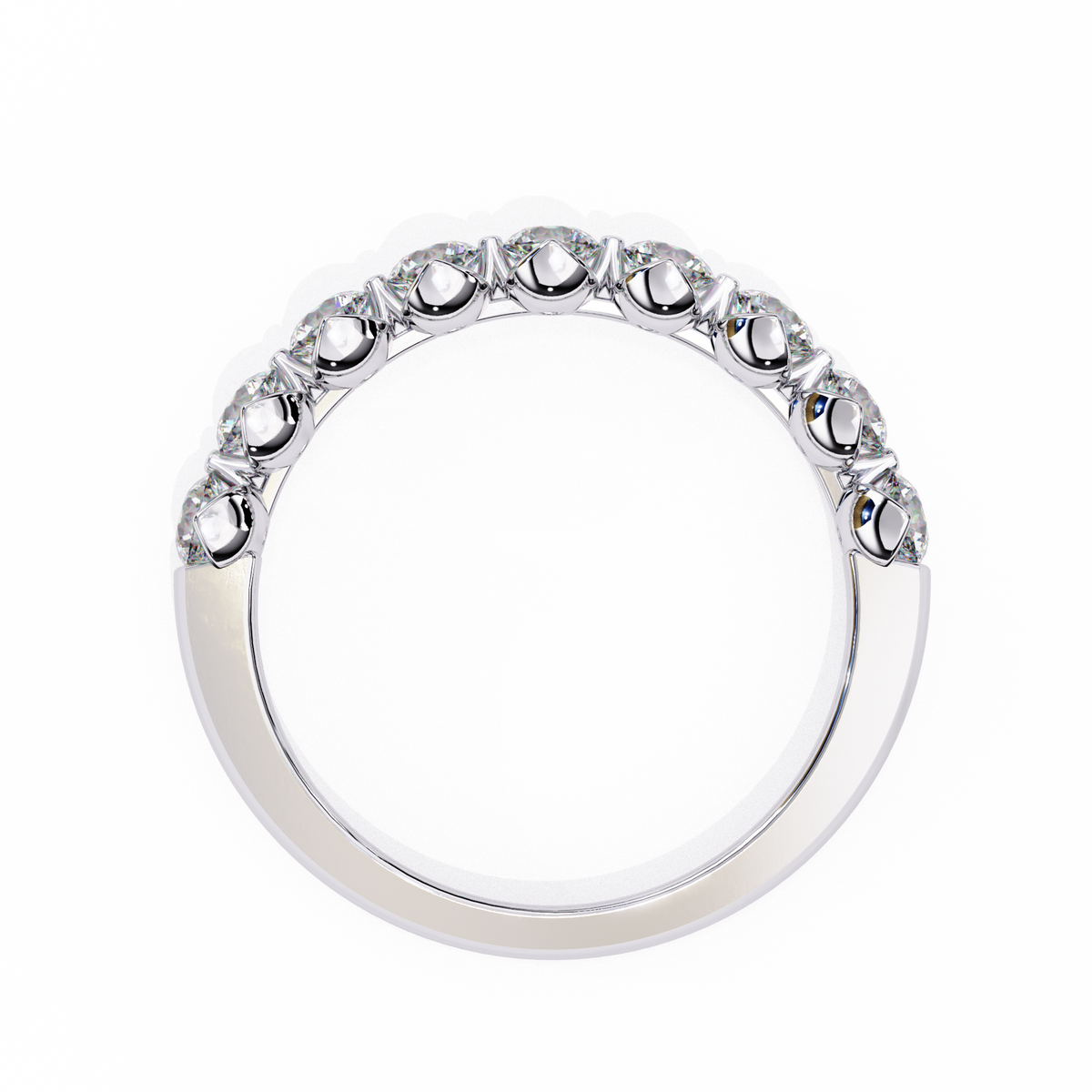 Reverra 14K Round Diamond Half Eternity Band, Classic Bezel Elegance, CTTW-0.97
