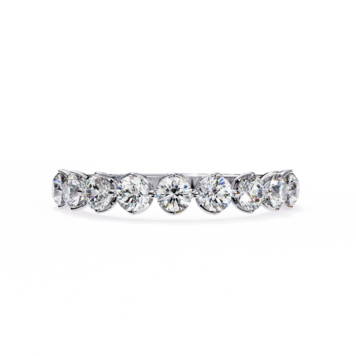 Reverra 14K Round Diamond Half Eternity Band, Classic Bezel Elegance, CTTW-0.97