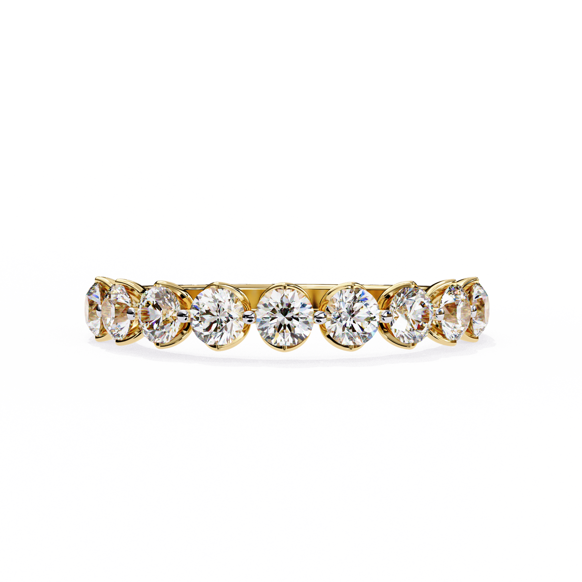 Reverra 14K Round Diamond Half Eternity Band, Classic Bezel Elegance, CTTW-0.97