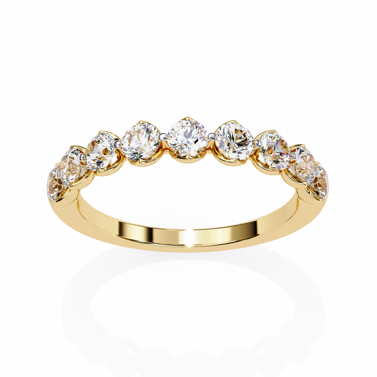 Reverra 14K Round Diamond Half Eternity Band, Classic Bezel Elegance, CTTW-0.97