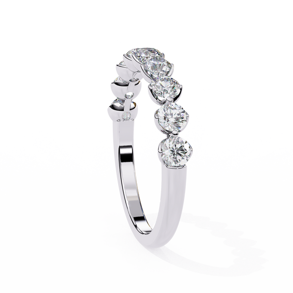 Reverra 14K Gold Round Lab Grown Diamond Classic Bezel Elegance Half Eternity Band for Women, CTTW-0.97