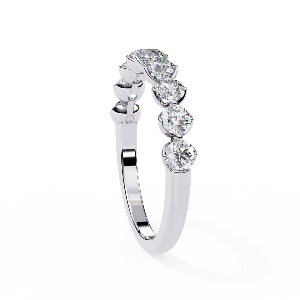 Reverra 14K Round Diamond Half Eternity Band, Classic Bezel Elegance, CTTW-0.97