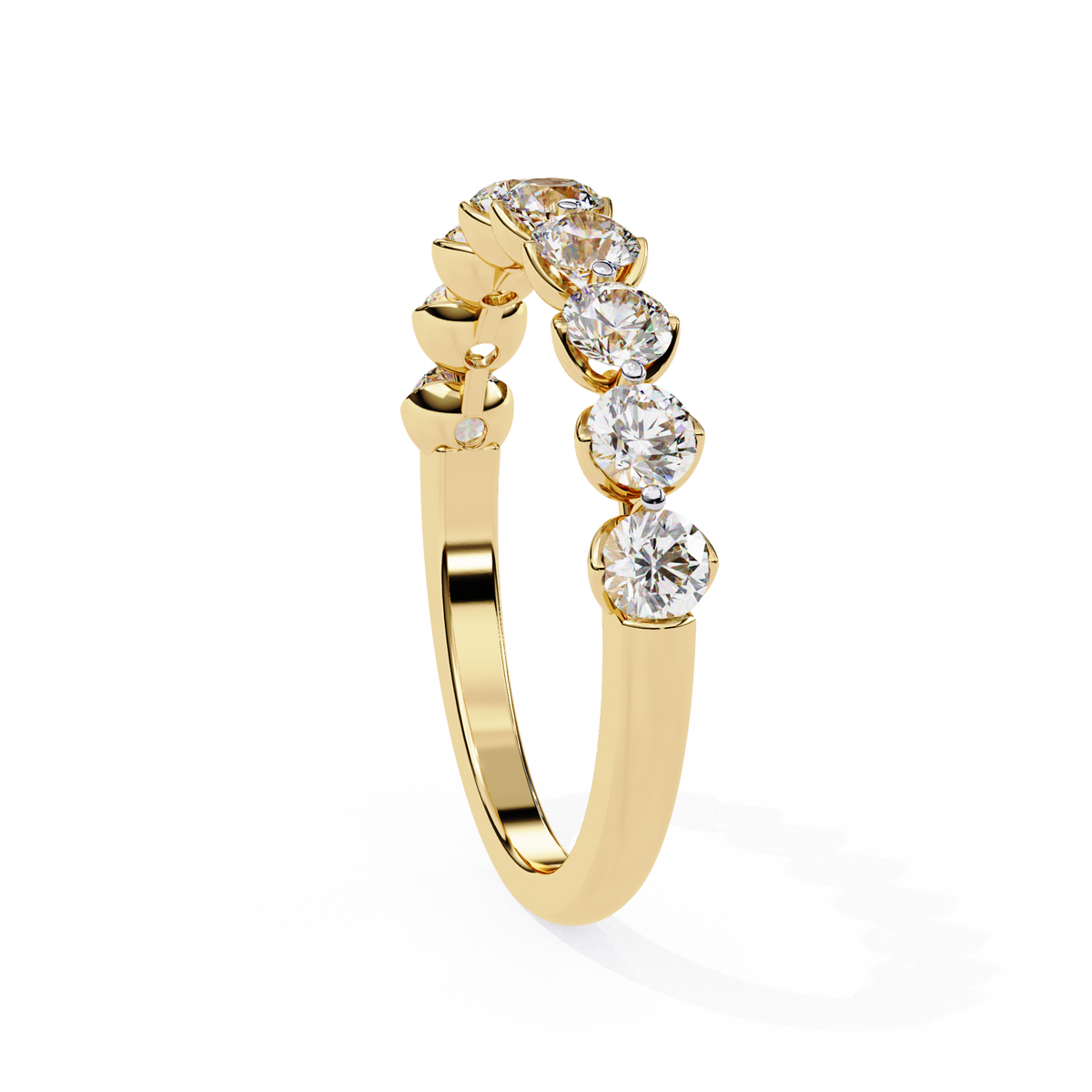 Reverra 14K Round Diamond Half Eternity Band, Classic Bezel Elegance, CTTW-0.97