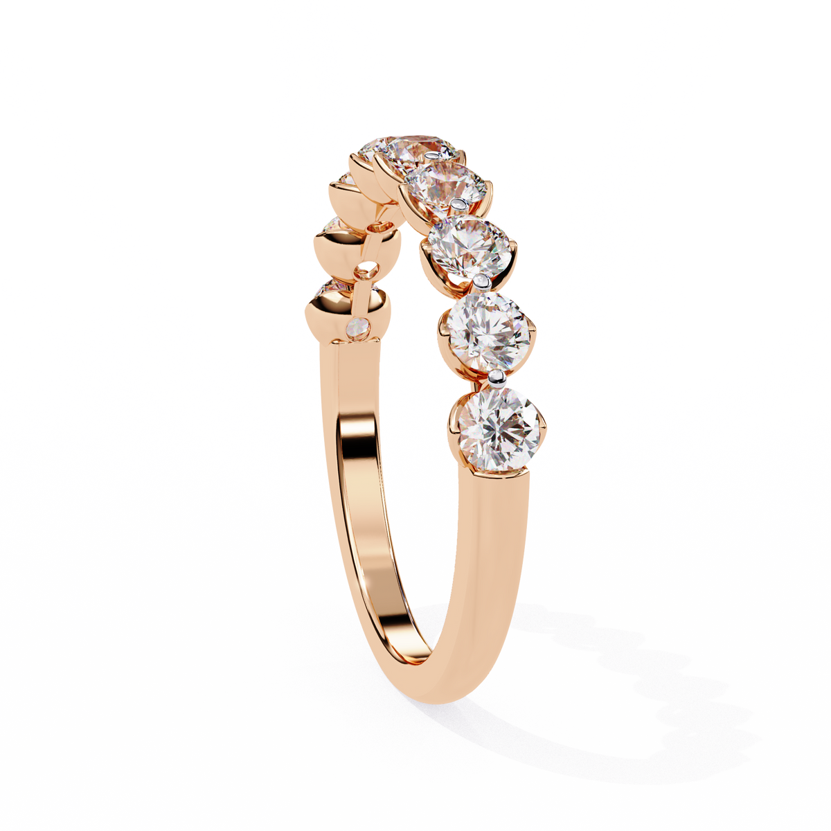 Reverra 14K Round Diamond Half Eternity Band, Classic Bezel Elegance, CTTW-0.97