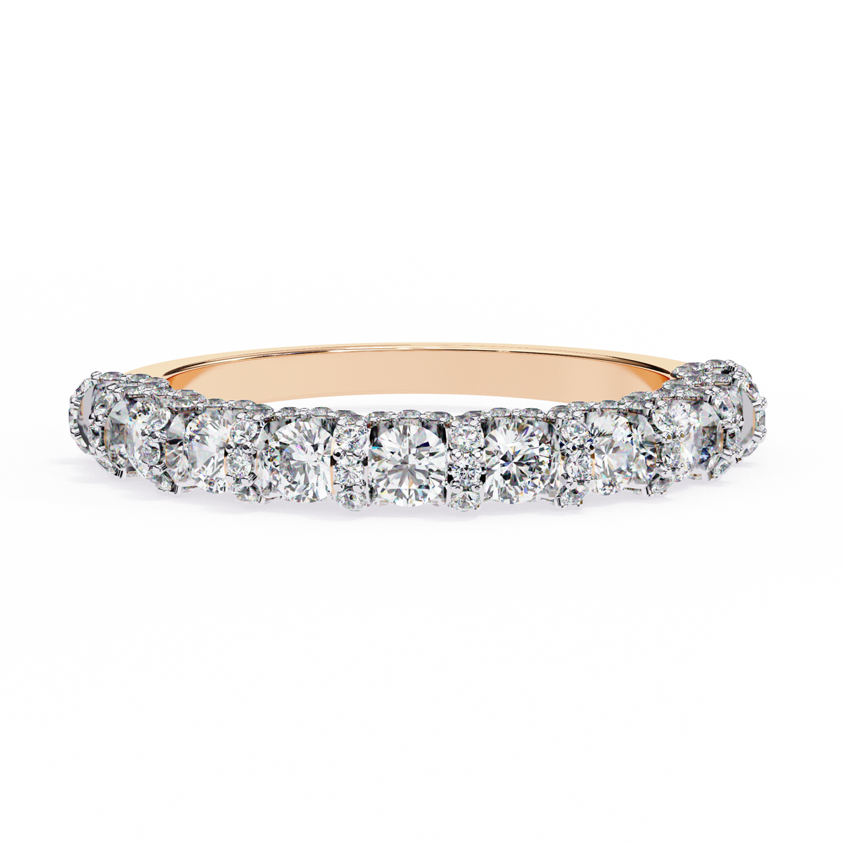 Reverra 14K Diamond Half Eternity Band, Halo Elegance, CTTW-0.93