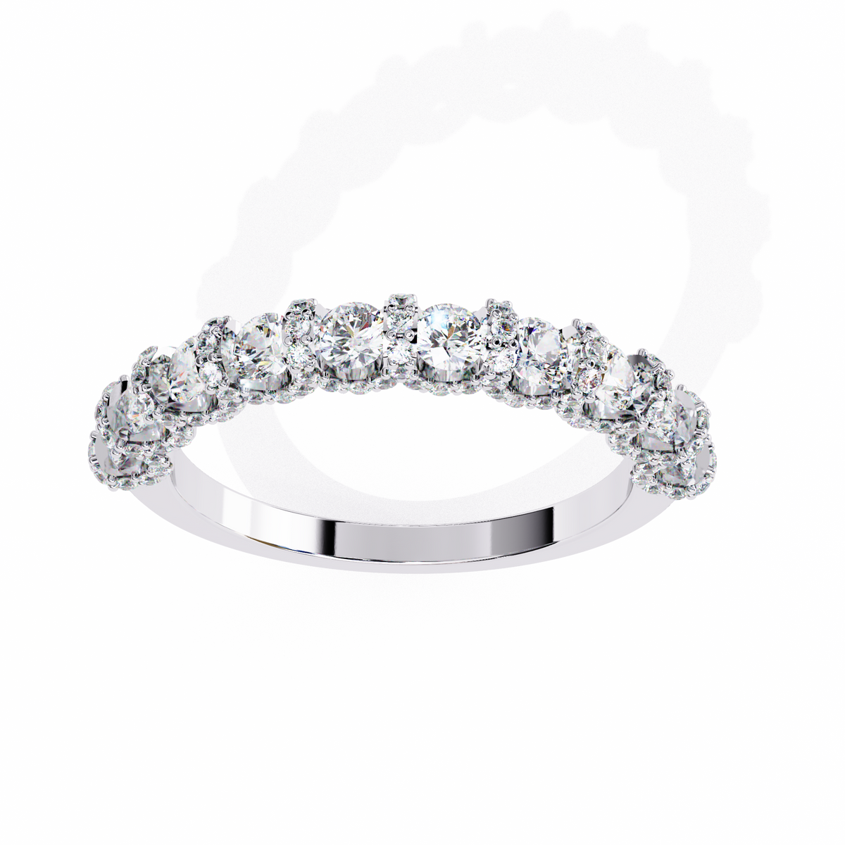 Reverra 14K Diamond Half Eternity Band, Halo Elegance, CTTW-0.93