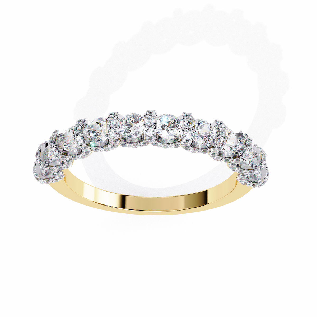 Reverra 14K Diamond Half Eternity Band, Halo Elegance, CTTW-0.93
