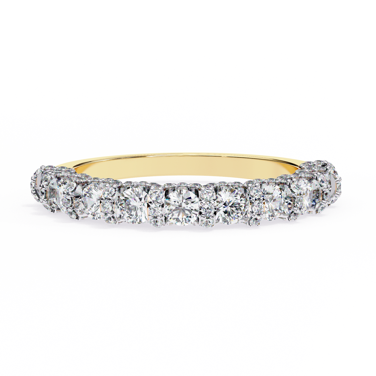 Reverra 14K Diamond Half Eternity Band, Halo Elegance, CTTW-0.93