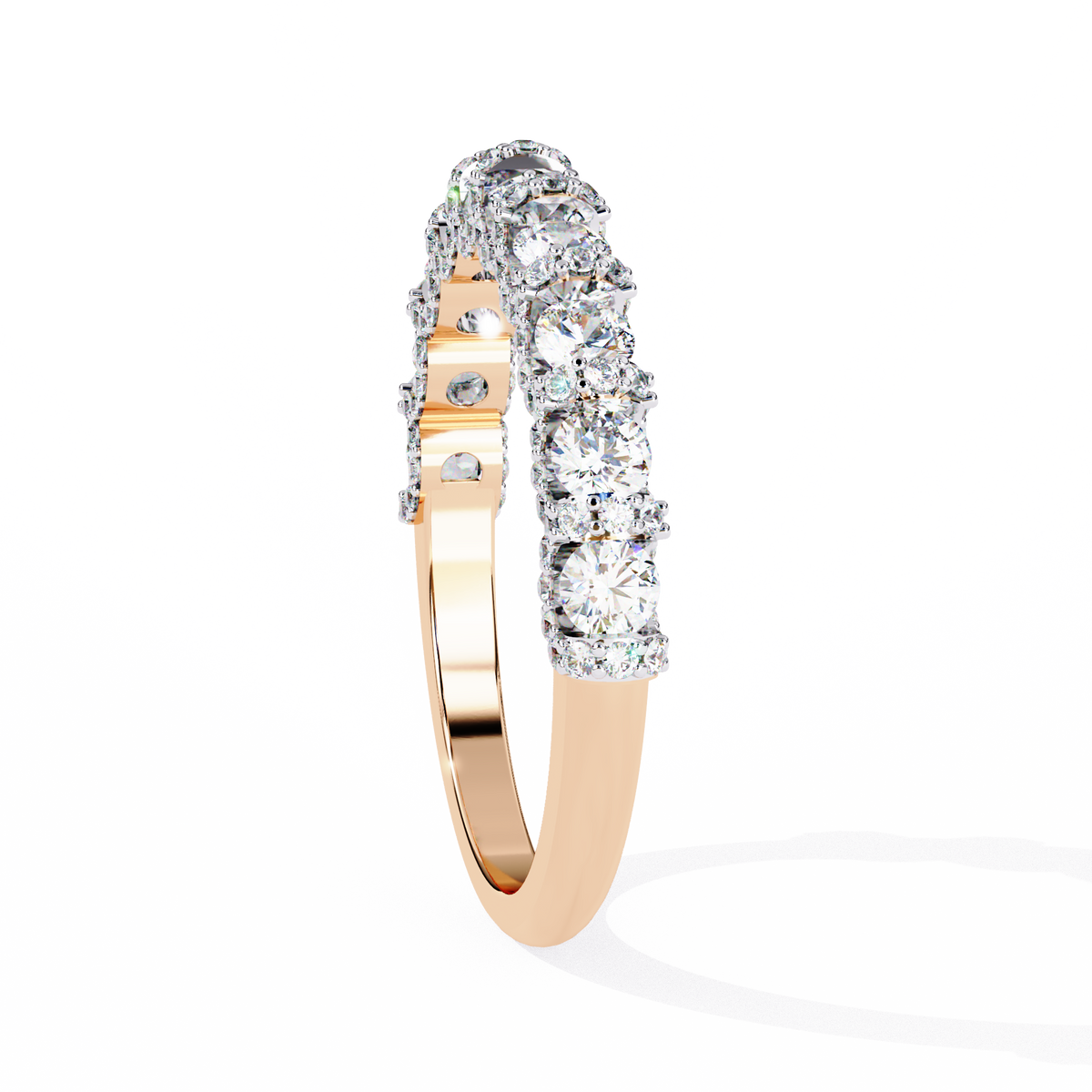 Reverra 14K Diamond Half Eternity Band, Halo Elegance, CTTW-0.93