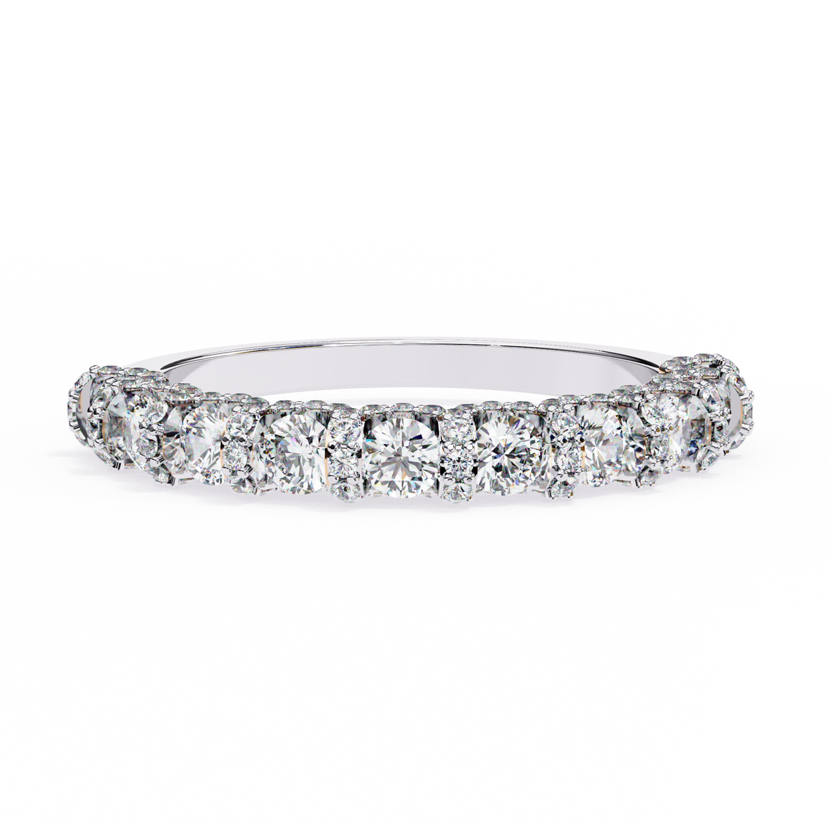 Reverra 14K Diamond Half Eternity Band, Halo Elegance, CTTW-0.93