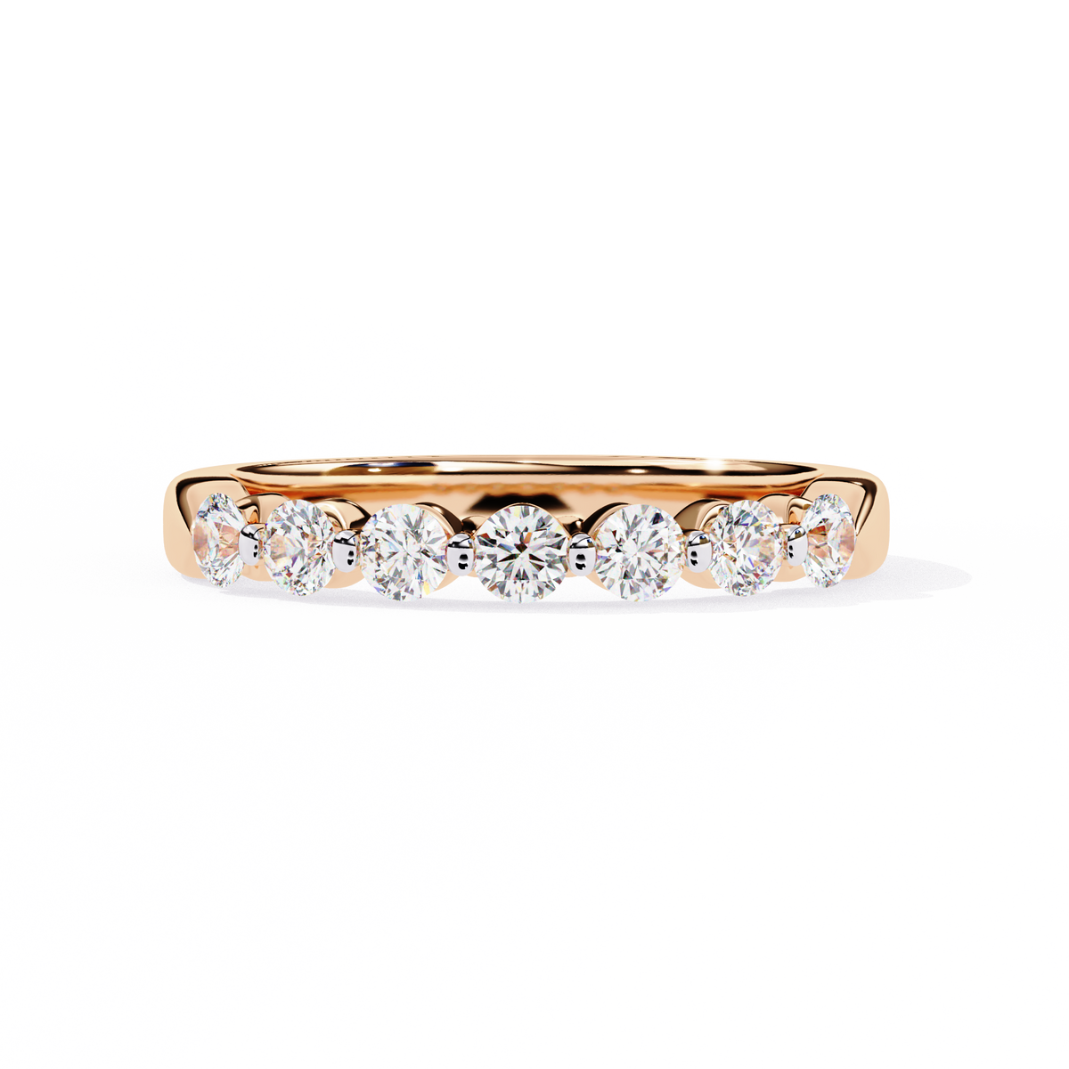 Reverra 14K Round Diamond Half Eternity Band, Classic Prong Elegance, CTTW-0.52