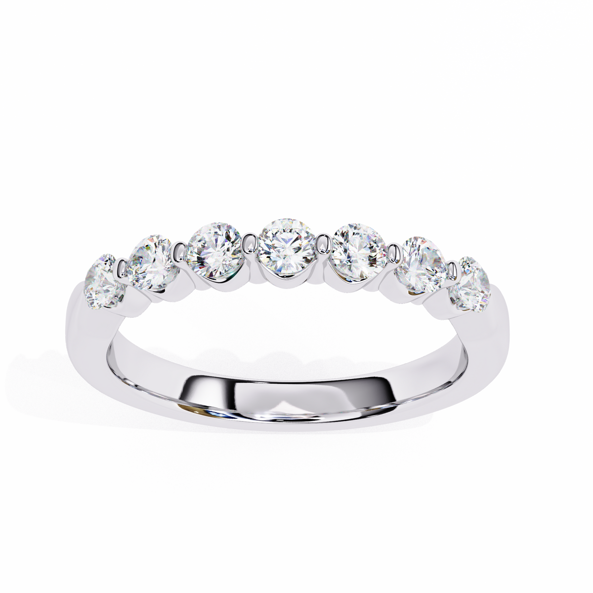 Reverra 14K Round Diamond Half Eternity Band, Classic Prong Elegance, CTTW-0.52