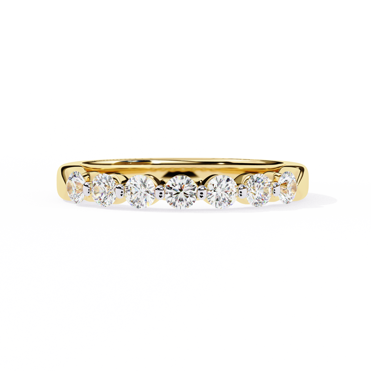Reverra 14K Round Diamond Half Eternity Band, Classic Prong Elegance, CTTW-0.52