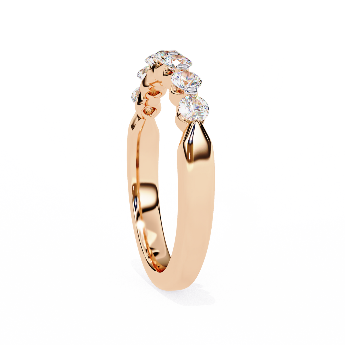 Reverra 14K Round Diamond Half Eternity Band, Classic Prong Elegance, CTTW-0.52