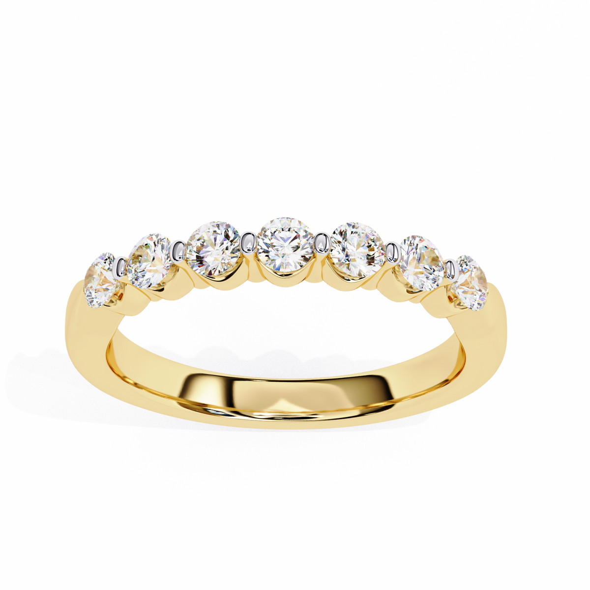 Reverra 14K Gold Round Lab Grown Diamond Classic Prong Elegance Half Eternity Band for Women, CTTW-0.52