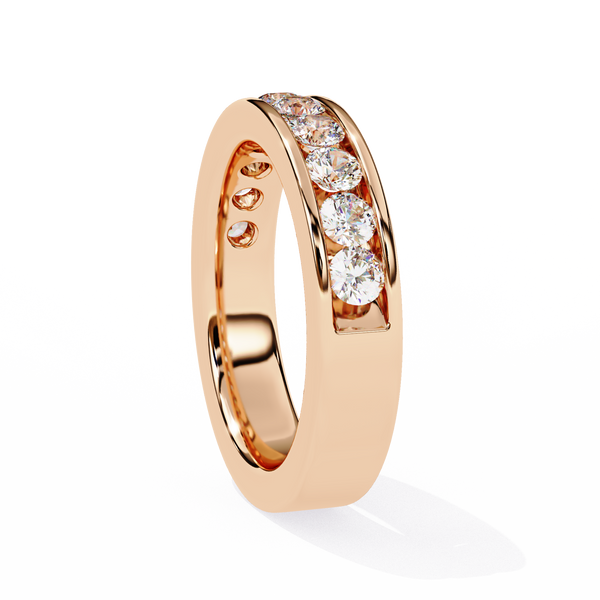 Reverra 14K Gold Round Lab Grown Diamond Channel Set Eternity Band for Women, CTTW-1.01