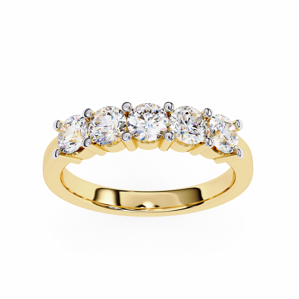 Reverra 14K Five Stone Diamond Band, Timeless Elegance & Radiant Sparkle, CTTW-1.03