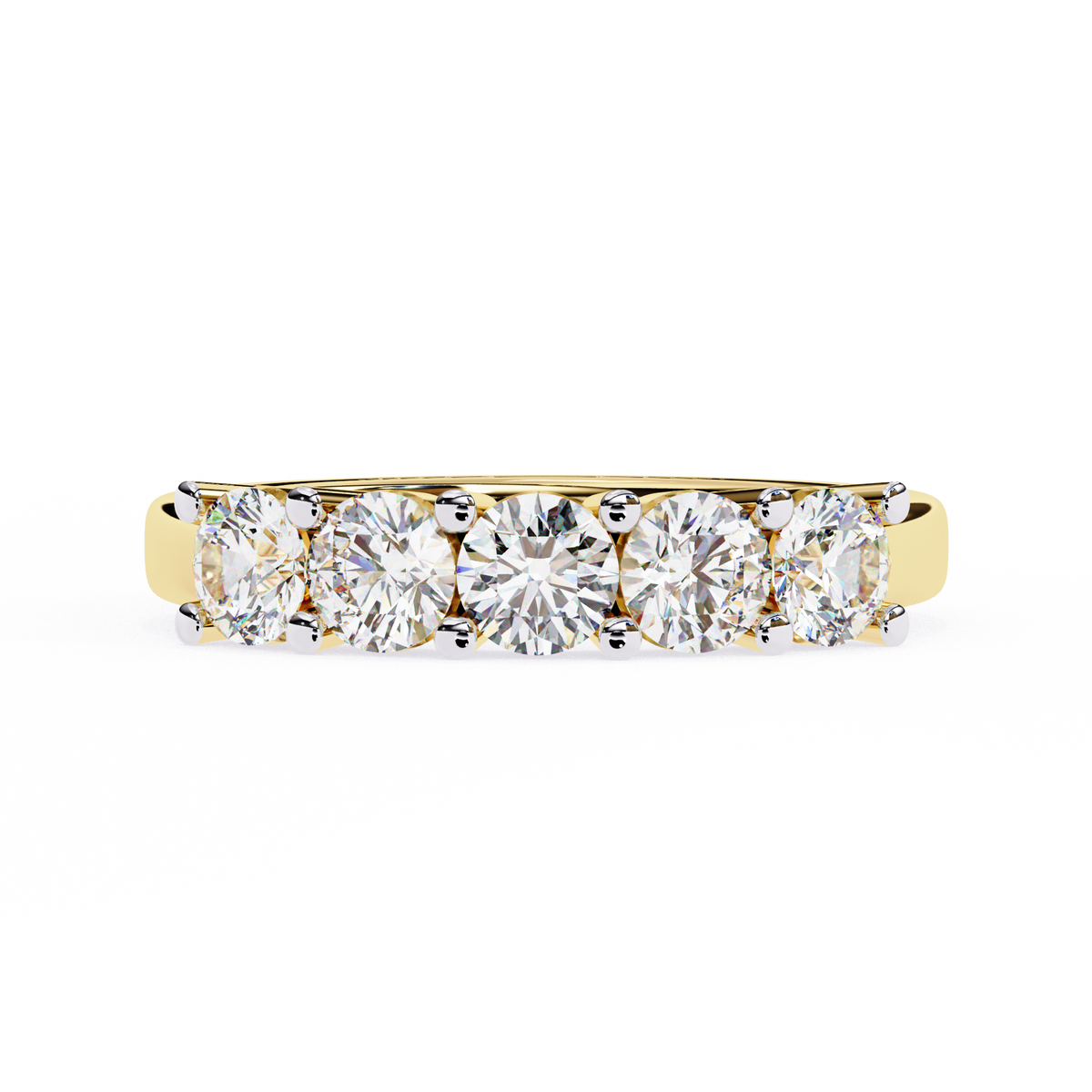 Reverra 14K Five Stone Diamond Band, Timeless Elegance & Radiant Sparkle, CTTW-1.03