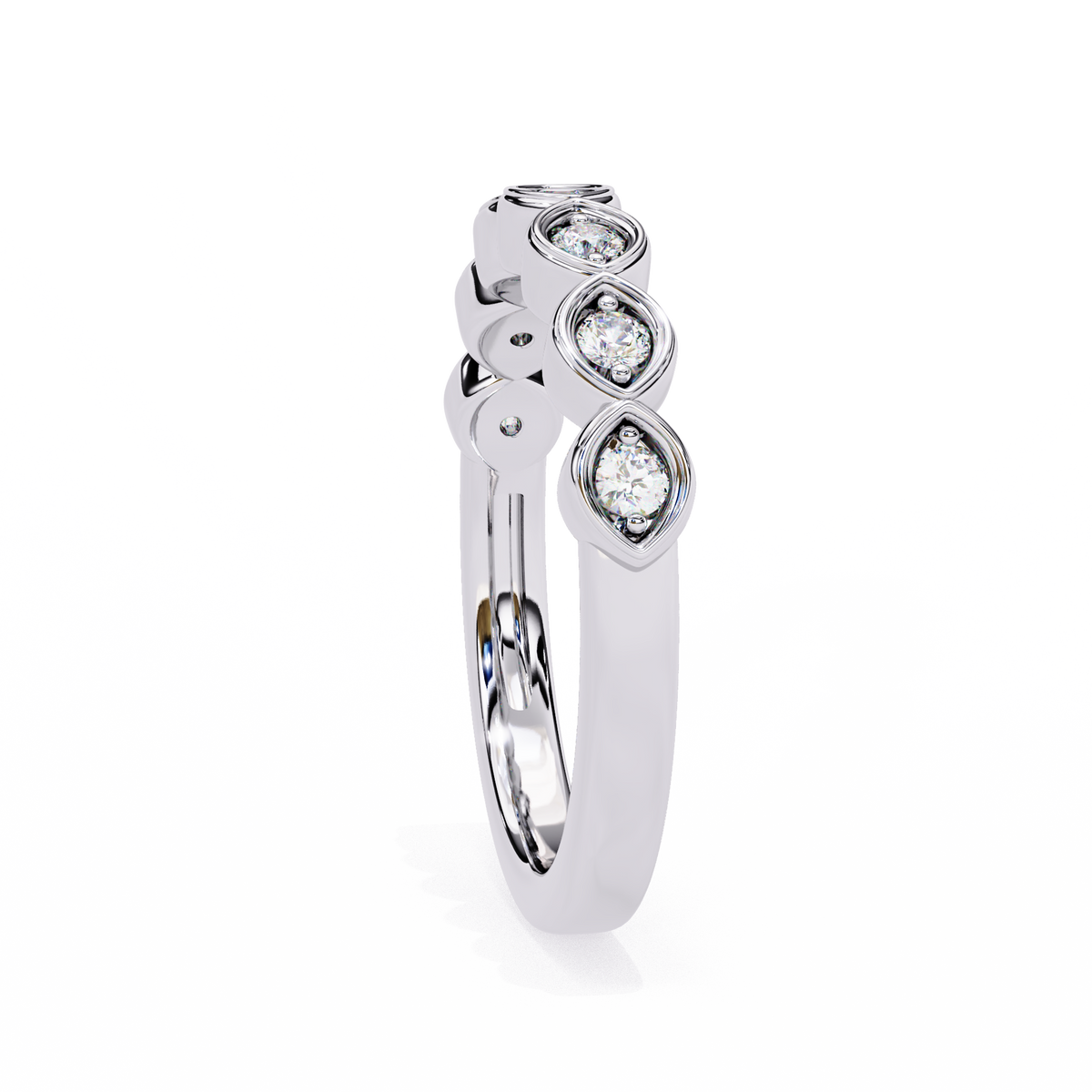 Reverra 14K Marquise Diamond Leaf Band, Nature-Inspired Grace, CTTW-0.21