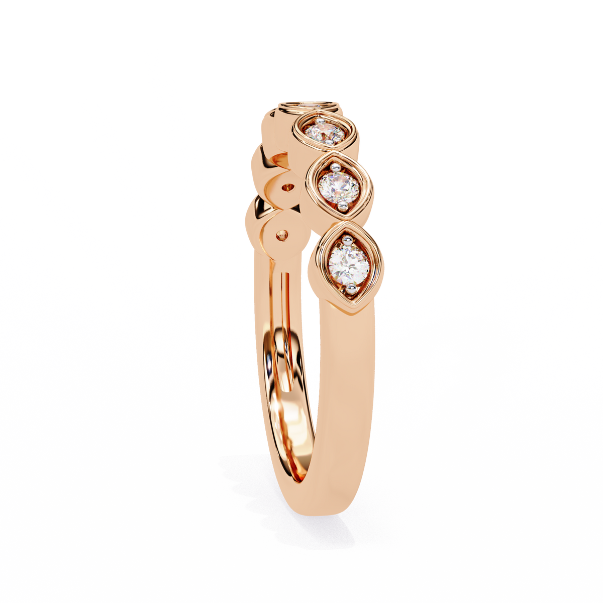 Reverra 14K Marquise Diamond Leaf Band, Nature-Inspired Grace, CTTW-0.21