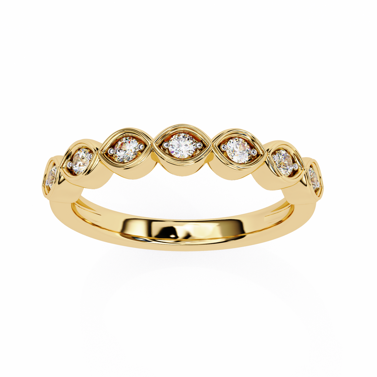 Reverra 14K Marquise Diamond Leaf Band, Nature-Inspired Grace, CTTW-0.21