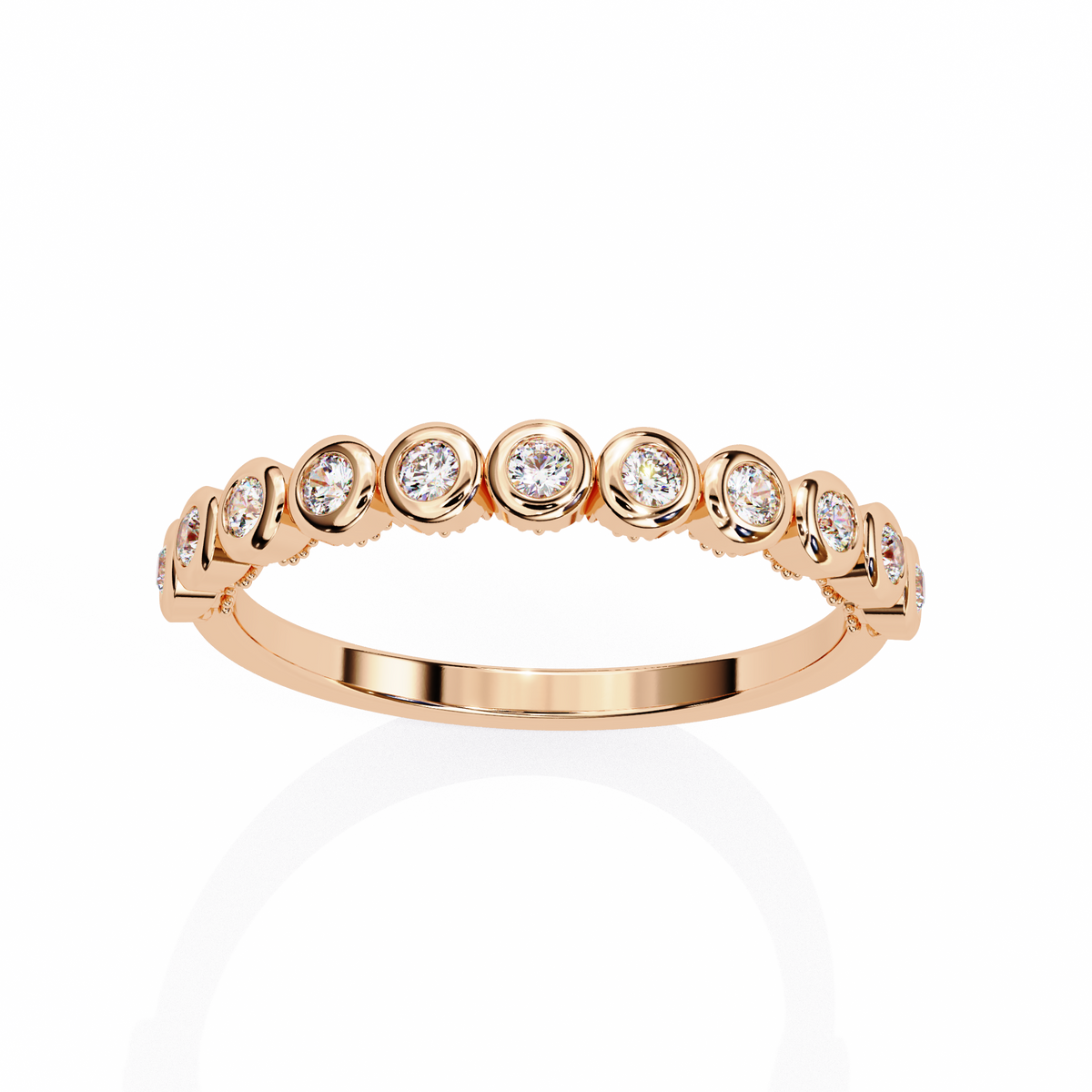 Reverra 14K Gold Round Lab Grown Diamond Modern Minimalist Brilliance Engagement Ring for women, CTTW-0.17