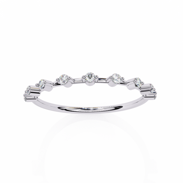 Reverra 14K Gold Round Lab Grown Diamond Floating Minimal Brilliance with Modern Half Eternity Band for Women, CTTW-0.11