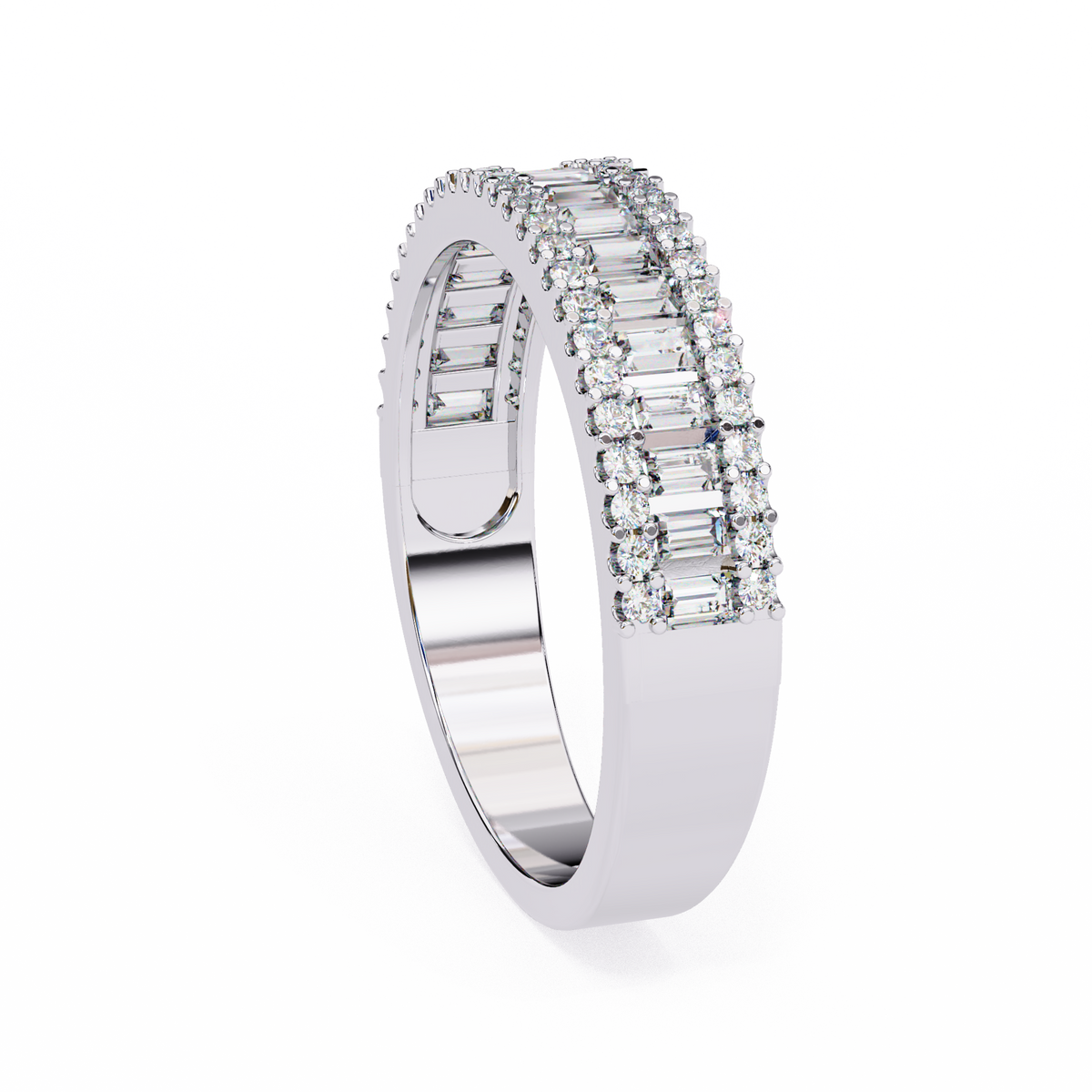 Reverra 14K Baguette Diamond Double Row Band, Luxe Brilliance & Modern Glamour, CTTW-0.9