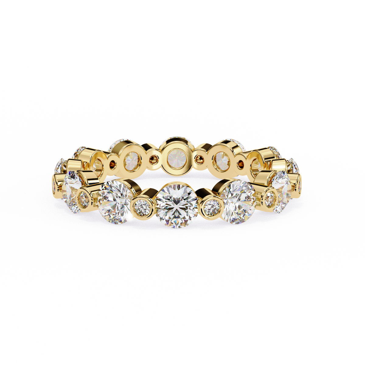 Reverra 14K Gold Bezel Set Diamond Eternity Band, , CTTW-2.45