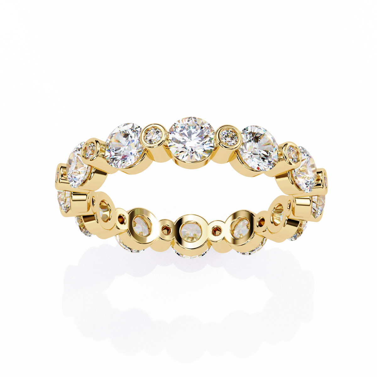 Reverra 14K Gold Bezel Set Diamond Eternity Band, , CTTW-2.45
