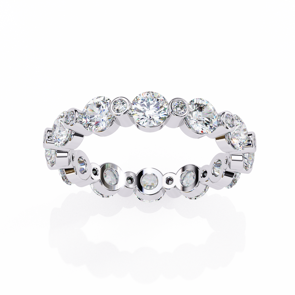 Reverra 14K Gold Bezel Set Diamond Eternity Band, , CTTW-2.45