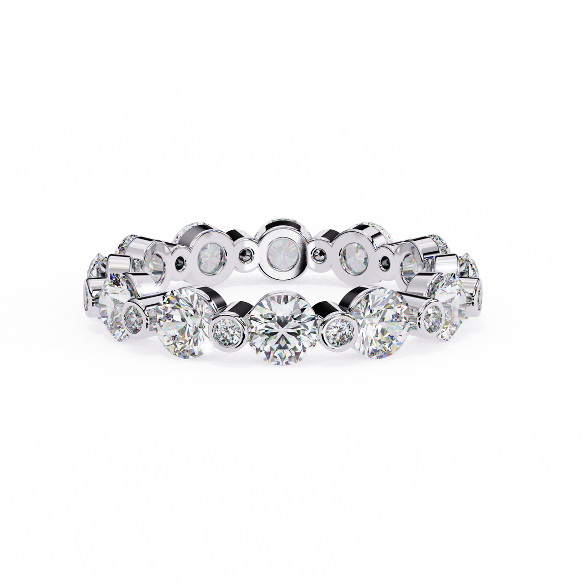 Reverra 14K Gold Bezel Set Diamond Eternity Band, , CTTW-2.45